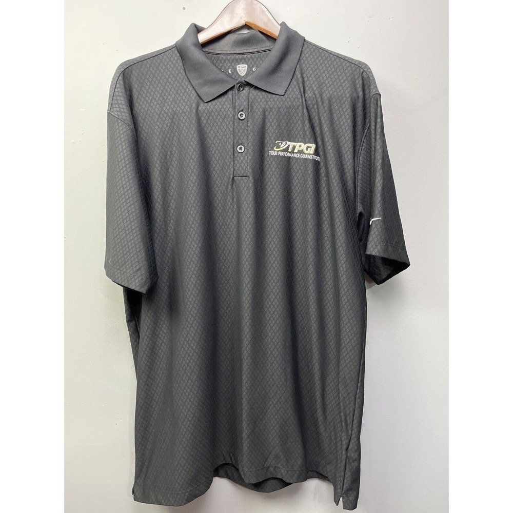 Nike Golf Polo Mens XL Charcoal Grey TPGI Tour Performance Diamond Texture Shirt